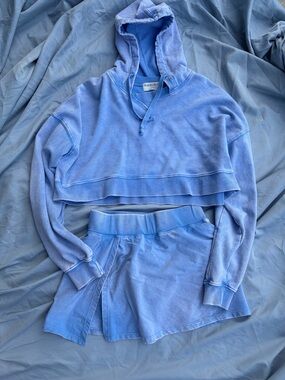 Kimberly Light Blue Cropped Hoodie and Skort Set NWOT